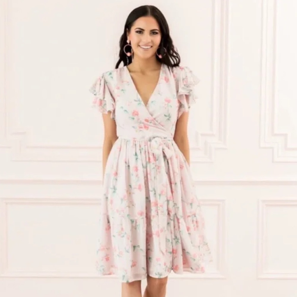 NWT Rachel Parcell Pink Floral Tiered Ruffle Sleeveless Dress, Size S